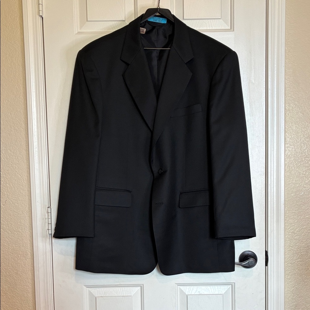 Elegant Black Men's Blazer Wool Blend